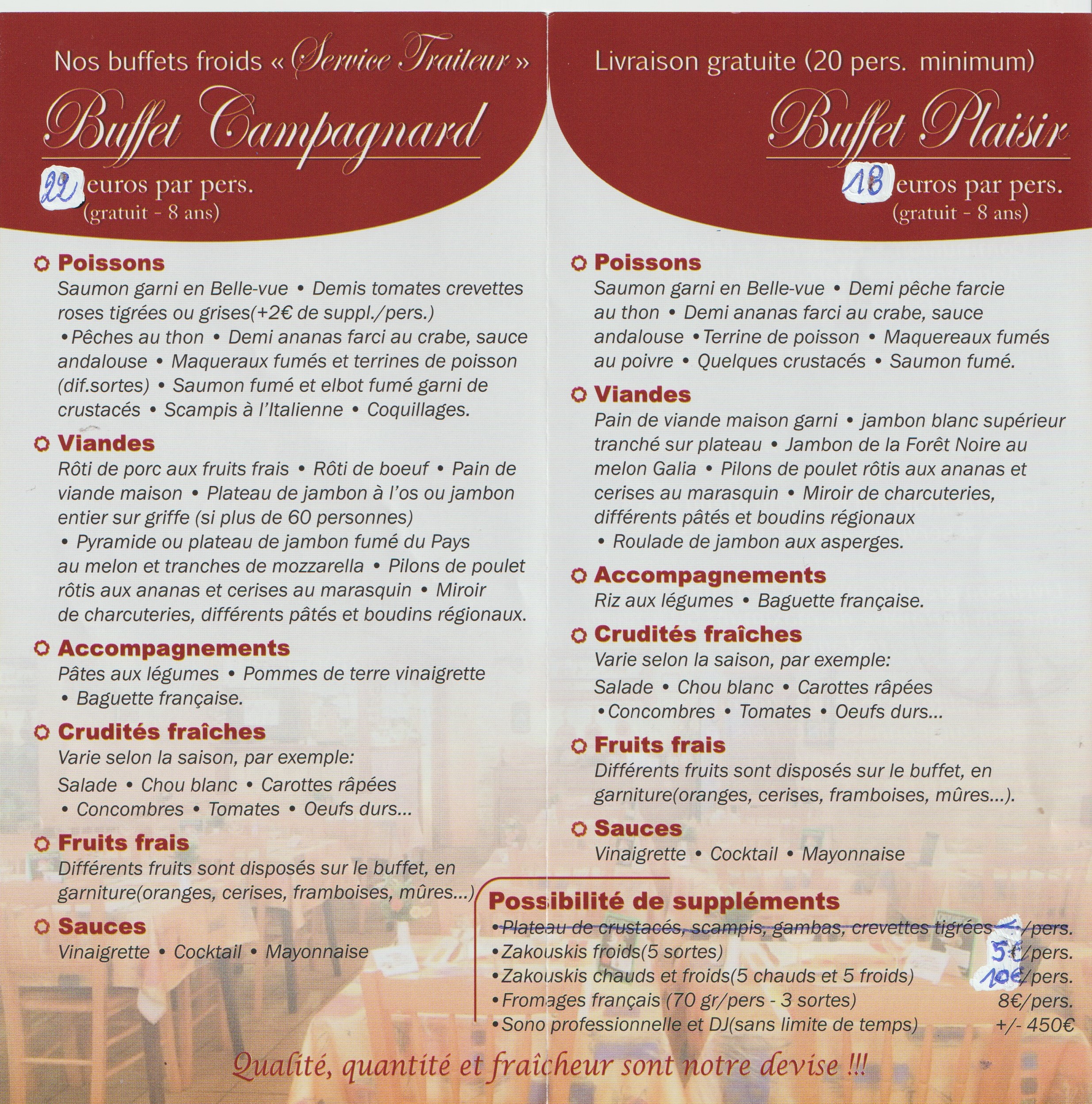 Services traiteur à Hastière Qualité - Fraicheur 