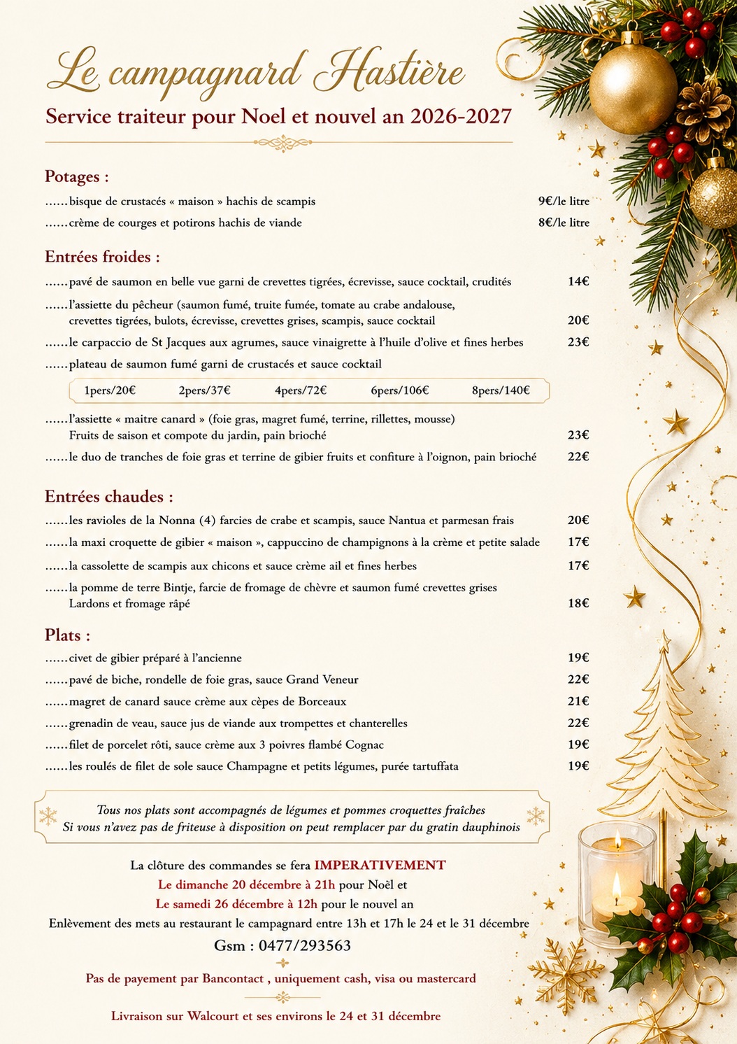 Services traiteur à Hastière Qualité - Fraicheur 